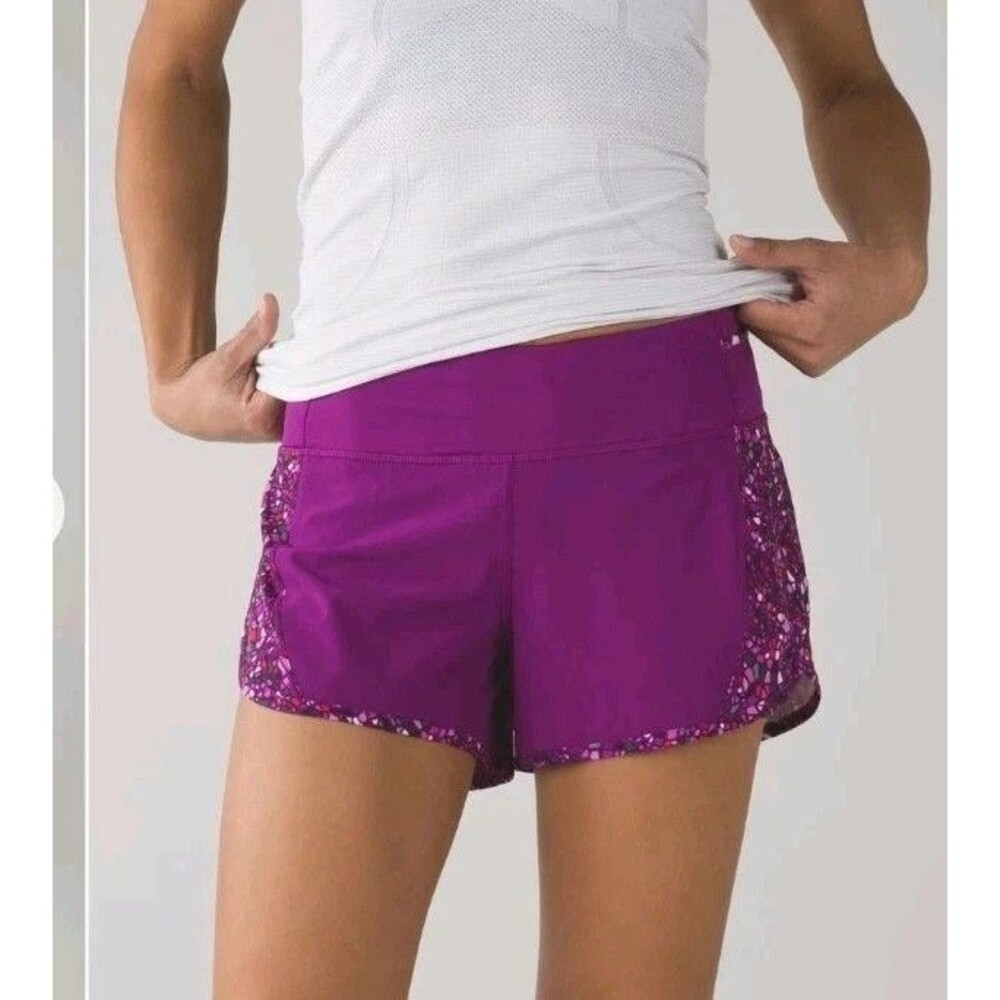 Lululemon Real Quick Short Regal Plum Paradise Camo Multi Size 8 Running Shorts